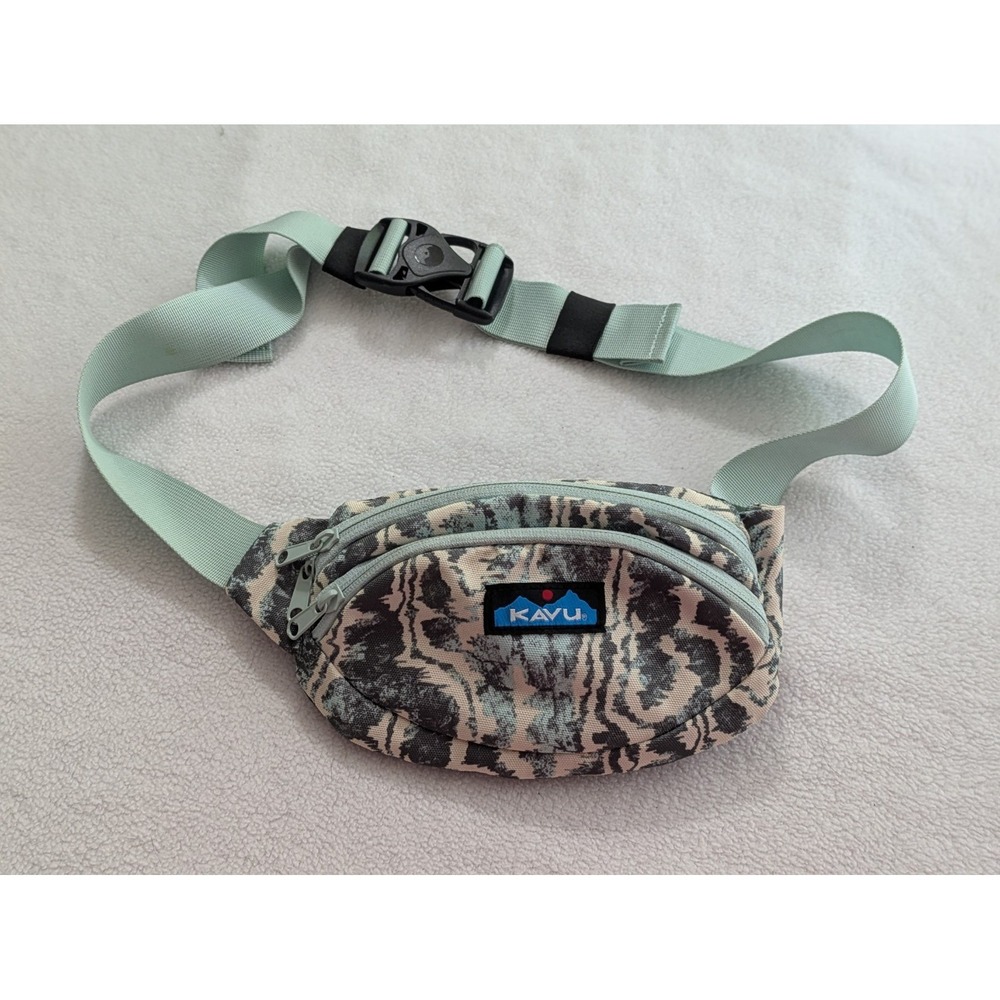 KAVU Canvas Spectator Belt Bag Hip Fanny Pack Camo Teal Green Blue Brown